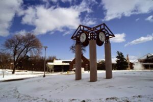 Clocktower in the snow, 1995